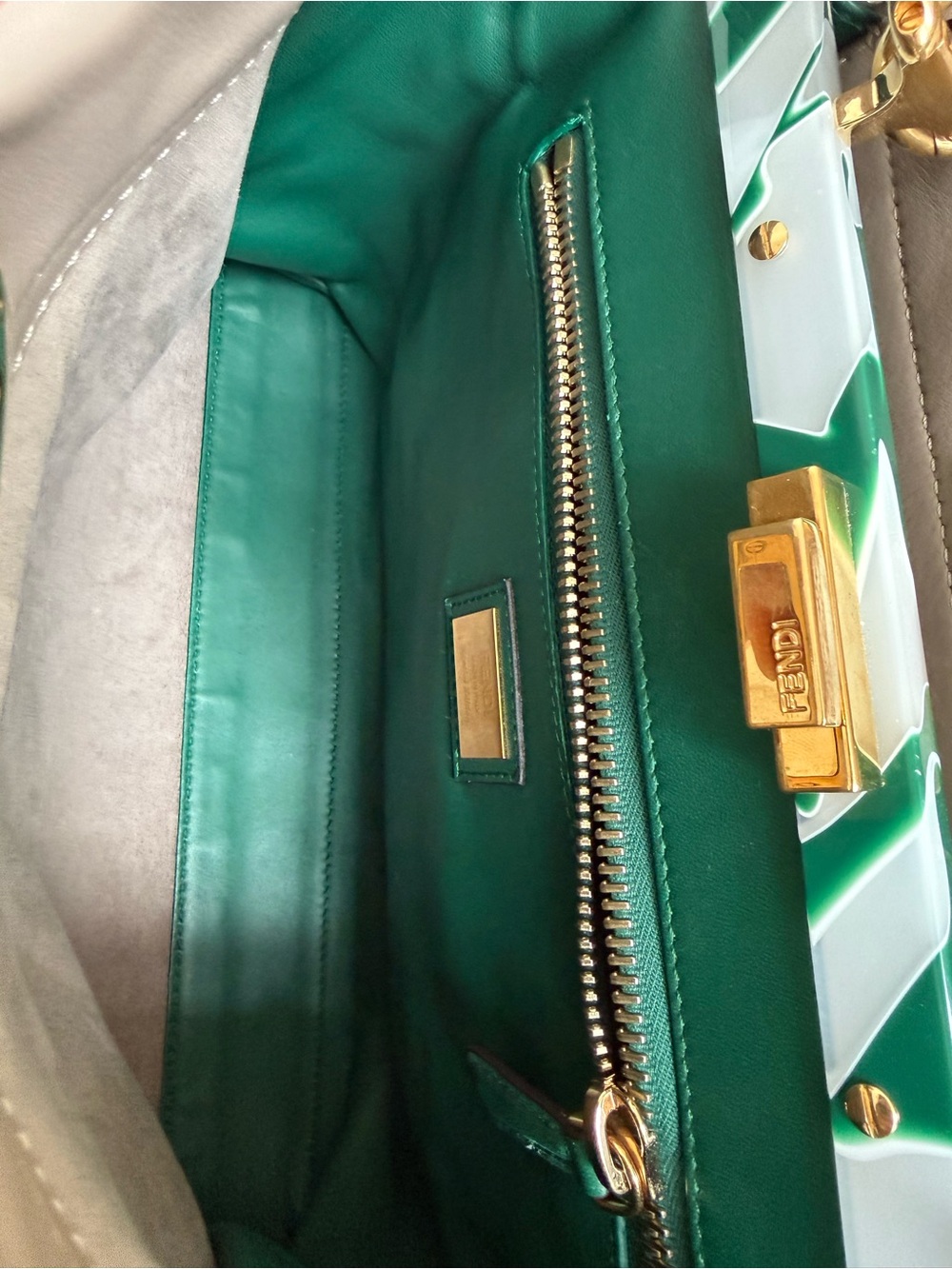 Authentic Fendi Peekaboo Bag - Taupe/Dove Grey with Marble Hardware - Picture 8 of 9